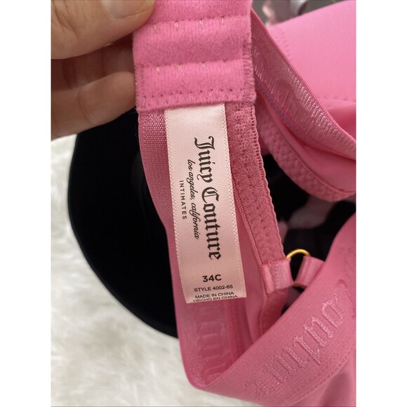 Juicy Couture Push Up Bra 34C 3 Pack Sleek & Smooth Underwire Grey Pink Black - Picture 10 of 11